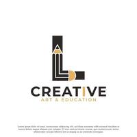 Initial Letter L with Pencil Logo Design Icon Template Element vector
