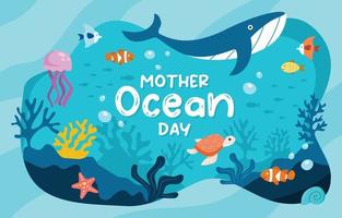 Mother Ocean Day Cocept vector