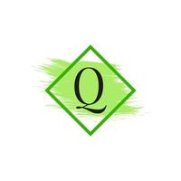 Letter Q Logo with Water Color Brush Stroke. Usable for Business, wedding, make up and fashion Logos. vector
