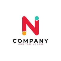 Creative Abstract Initial Letter N Logo. Colorful Rounded Line with Dots. Usable for Business and Branding Logos. Flat Vector Logo Design Ideas Template Element. Eps10 Vector