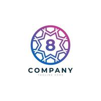 Number 8 Inside Circle Shape Logo Design Template Element vector