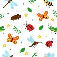 bichos e insectos de patrones sin fisuras vector