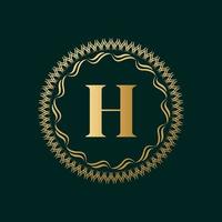 Emblem Letter H Weaving Circle Monogram Graceful Template. Simple Logo Design for Luxury Crest, Royalty, Business Card, Boutique, Hotel, Heraldic. Calligraphic Vintage Border. Vector Illustration