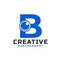 Letter B with Camera Lens Logo Design. Creative Letter Mark Suitable for Company Brand Identity, Entertainment, Photography, Business Logo Template vector