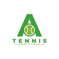 letra a con diseño de logo de tenis. elementos de plantilla de diseño vectorial para equipo deportivo o identidad corporativa. vector