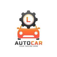 Letter L with Car Maintenance Vector. Concept Automotive Logo Design of Sports Vehicle. vector