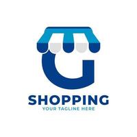 Ilustración de vector de logotipo de tienda y mercado de letra inicial g moderna. perfecto para el elemento web de comercio electrónico, venta, descuento o tienda
