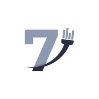 Number 7 Brush and Paint with Minimalist Design Style vector