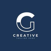 Creative Initial Letter G Logo Design. White Shape Circle Line Style. Usable for Business and Branding Logos. Flat Vector Logo Design Ideas Template Element.