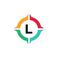 Colorful Letter L Inside Compass Logo Design Template Element vector