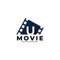 logotipo de la película elemento de plantilla de diseño de logotipo de película de letra inicial u. eps10 vector