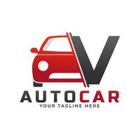 Letter V with Car Maintenance Vector. Concept Automotive Logo Design of Sports Vehicle. vector