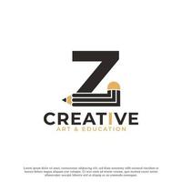 Initial Letter Z with Pencil Logo Design Icon Template Element vector