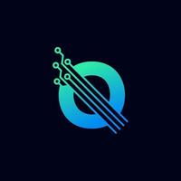 Tech Letter Q Logo. Futuristic Vector Logo Template with Green and Blue Gradient Color. Geometric Shape. Usable for Business and Technology Logos.