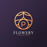 Flower Initial Letter P Logo Design Template Element. Eps10 Vector