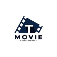 logotipo de la película elemento de plantilla de diseño de logotipo de película de letra inicial t. eps10 vector
