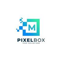 Initial Letter M Digital Pixel Logo Design. Geometric Shape with Square Pixel Dots. Usable for Business and Technology Logos vector