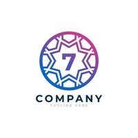 Number 7 Inside Circle Shape Logo Design Template Element vector