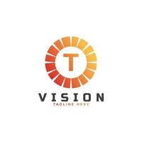 elemento de plantilla de diseño de logotipo de letra inicial t de visión vector