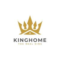 icono de la casa del rey. corona y casa para la inspiración del diseño del logotipo de la empresa de bienes raíces o préstamos hipotecarios vector