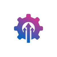Technology Concept Icon. Cogwheel and Arrow up Symbol. Upgrade Setting Logo Design Template Element vector