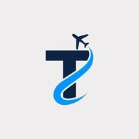 Creative Initial Letter T Air Travel Logo Design Template. Eps10 Vector