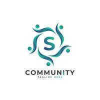 Community Initial Letter S Connecting People Logo. Colorful Geometric Shape. Flat Vector Logo Design Template Element.