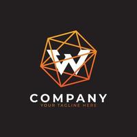 Abstract Initial Letter W Inside Linked Polygon Connect Network Logo. Usable for Business and Technology Logos. Flat Vector Logo Design Ideas Template Element. Eps10 Vector