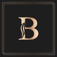 elegante letra b elegante logotipo caligráfico real hermoso. emblema dibujado en oro vintage para diseño de libros, marca, tarjeta de visita, restaurante, boutique u hotel vector