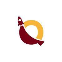 Initial Letter Q with Rocket Logo Icon Symbol. Good for Company, Travel, Start up and Logistic Logos vector