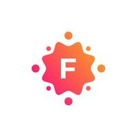 Smart and Creative Letter F Logo Design Template with  Dots or Points. Geometric Dot Circle Science Medicine Sign. Universal Energy Tech Planet Star Atom Vector Icon Element