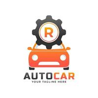 Letter R with Car Maintenance Vector. Concept Automotive Logo Design of Sports Vehicle. vector