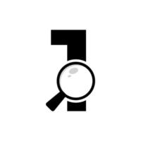 Search Logo. Number 1 Magnifying Glass Logo Design vector