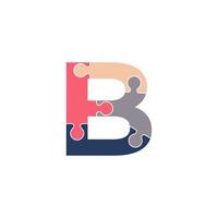 Initial Letter B with Team Puzzle Jigsaw Connectivity Logo Design Template Element vector