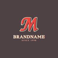 Retro Letter M Logo in Vintage Western Style with Double Layer. Usable for Vector Font, Labels, Posters etc