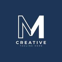 Creative Initial Letter M Logo Design. White Shape Circle Line Style. Usable for Business and Branding Logos. Flat Vector Logo Design Ideas Template Element.