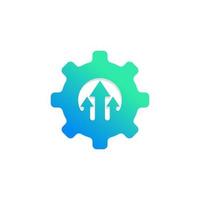 Technology Concept Icon. Cogwheel and Arrow up Symbol. Upgrade Setting Logo Design Template Element vector