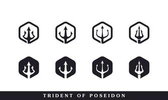 Classic Vintage Trident Neptune God Poseidon Triton King Spear Logo Icon Design Template vector