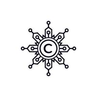 elemento de plantilla de diseño de logotipo de círculo de letra c inicial de tecnología. vector