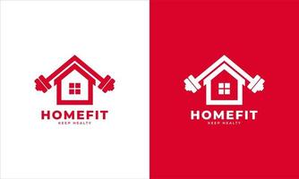 Barbell House Icon. Fitness Home Logo Design Template Element. vector