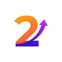 Number 2 Arrow Up Logo Symbol. Good for Company, Travel, Start up, Logistic and Graph Logos vector