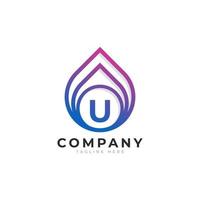 Initial Letter U with Oil and Gas Logo Design Inspiration vector