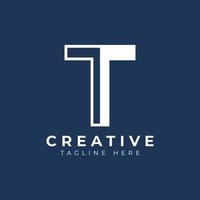 Creative Initial Letter T Logo Design. White Shape Circle Line Style. Usable for Business and Branding Logos. Flat Vector Logo Design Ideas Template Element.