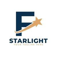 Letter F with Star Swoosh Logo Design. Suitable for Start up, Logistic, Business Logo Template vector