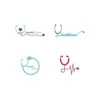 Medical health vector health logo with cross and stethoscope icon symbol.