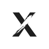 Letter X Logo with White Slash Brush in Black Color Vector Template Element