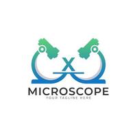 Laboratory Logo. Initial Letter X Microscope Logo Design Template Element. vector