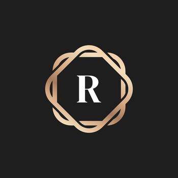 Initial Letter R Logo Icon with Pattern Vector Element