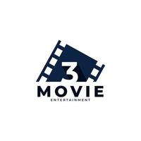 Film Logo. Number 3 Movie Logo Design Template Element. Eps10 Vector