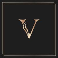 Elegant letter V Graceful Royal Calligraphic Beautiful Logo. Vintage Gold Drawn Emblem for Book Design, Brand Name, Business Card, Restaurant, Boutique, or Hotel vector
